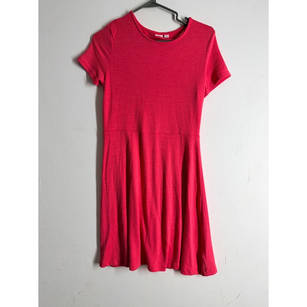 Gap Pink Short Sleeve Fit and Flare Skater Dress Small Crew Neck Jersey Knit